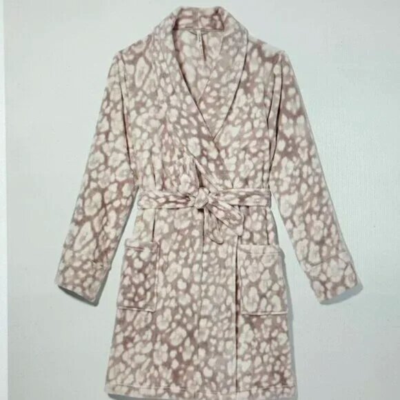 Soma Robe Leopard Plush Jaquar Spots Neutral Beige Taupe L/XL NWT 🤎 RETAIL $84- - Picture 4 of 10